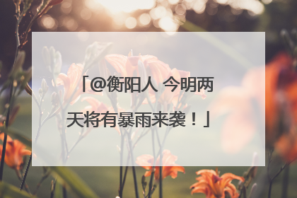 @衡阳人 今明两天将有暴雨来袭！